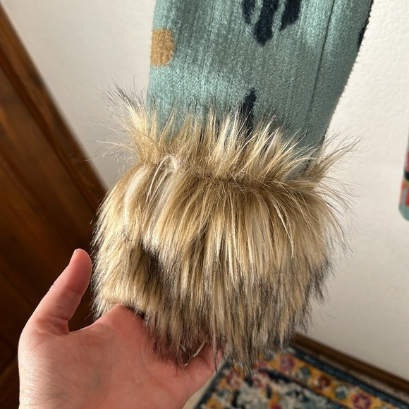 Taska Polizzi Faux Fur Lined Blanket Coat Leopard Lined Toggle Closure Size Med - Picture 2 of 8